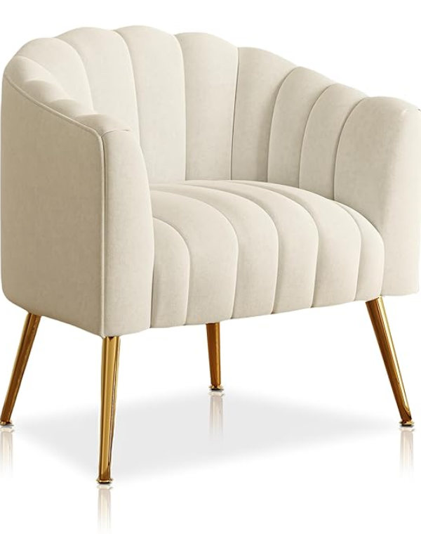 Dewhut Oversized Velvet Accent Chair (Beige)