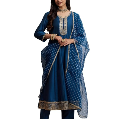 Womens Embroidered Anarkali chudidar Set 